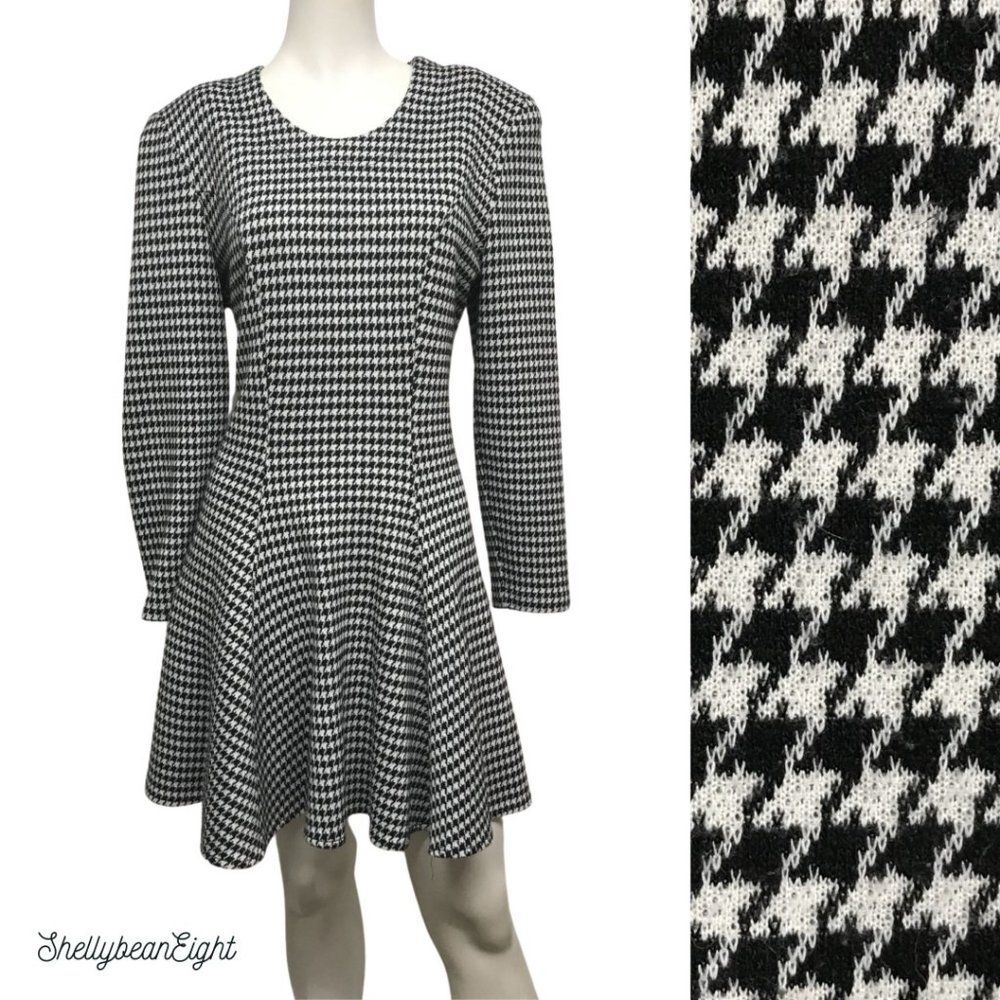 VTG 80S CONTEMPO Casuals Houndstooth Dress 10 12